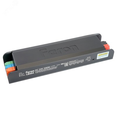 LB004 Трансформатор  для светодиодной ленты с плавным пуском и диммированием 300W 24V IP20, клипсы