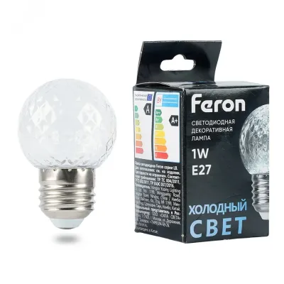 Лампа светодиодная, (1W) 230V E27 6400K G45 прозрачная, LB-385
