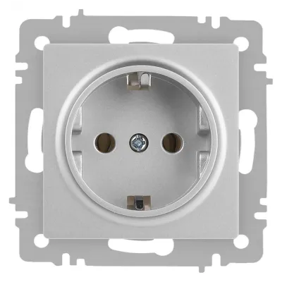 Розетка Intro Accent 6-202-03 2P+E Schuko, 16А-250В, IP20, СУ, алюминий