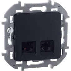 Розетка компьютерная двойная RJ45 категория 5Е UTP антрацит INSPIRIA