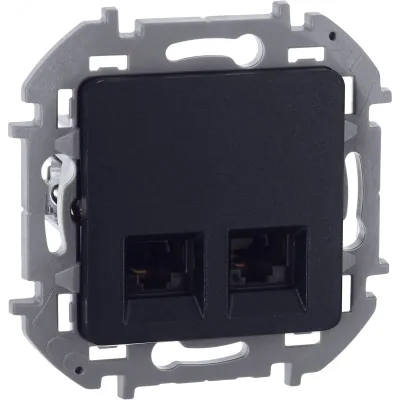 Розетка компьютерная двойная RJ45 категория 5Е UTP антрацит INSPIRIA