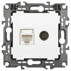 Розетка ЭРА Серия 12 12-3110-01М комбинированная RJ45+TV, белый матовый