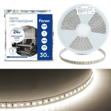 Лента светодиодная 120SMD(2835)/м 11Вт/м 24V 30000*8*1.22мм 4000К, 30м, LS501 FERON