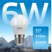 Лампа Gauss Elementary Шар 6W 470lm 6500K Е27 LED 1/10/100