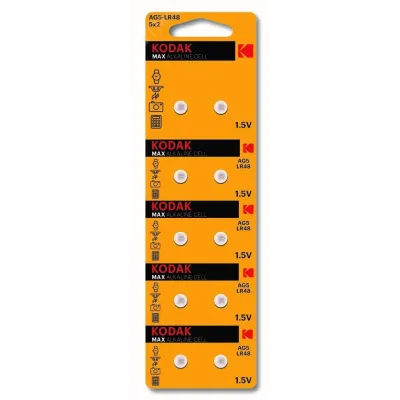 Батарейки Kodak AG5 (393) LR754, LR48 [KAG5-10] MAX Button Cell (100/1000/80000)