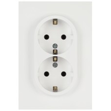 Розетка скрытого монтажа в рамку двойная с заземлением 2X2P+E Schuko 16А-250В белый матовый 16-2104-08 Arktik