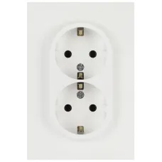 Розетка скрытого монтажа в рамку двойная с заземлением 2X2P+E Schuko 16А-250В белый матовый 16-2104-08 Arktik
