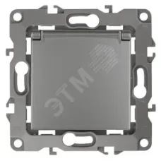 12-2103-12 ЭРА Розетка 2P+E Schuko со шторками с крышкой, 16A-250В, IP20, Эра12, графит (10/100/2500