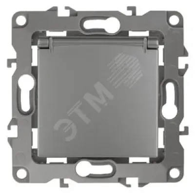 12-2103-12 ЭРА Розетка 2P+E Schuko со шторками с крышкой, 16A-250В, IP20, Эра12, графит (10/100/2500