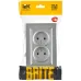 BRITE Розетка 2-местная без заземления без защитных шторок 10А в сборе РС12-2-БрА алюминий IEK