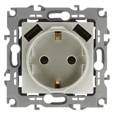 12-4109-15 ЭРА Розетка 2P+E 16A-250В, штор. с 2xUSB 5В-3А, Эра12, перламутр (10/100/2000)
