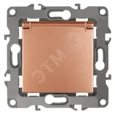 12-2103-14 ЭРА Розетка 2P+E Schuko со шторками с крышкой, 16A-250В, IP20, Эра12, медь (10/100/2500)