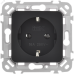 FLITE Розетка с заземлением без защитных шторок безвинтовое крепление 16А РС11-1-ФлЧ черный IEK