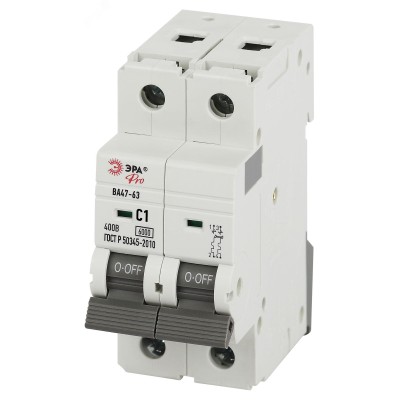 Автоматический выключатель ЭРА PRO VA63-2P01C6 ВА47-63 2P 1А кривая C 6кА