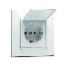Розетка с заземлением и крышкой 16А (керамика) KAREA белый