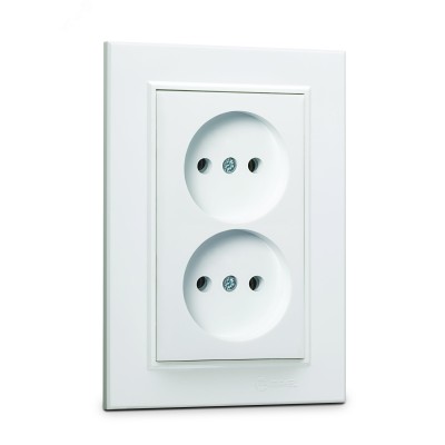 Розетка двойная без заземления 16А KAREA белый