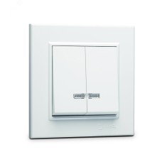 Выключатель двухклавишный  с подсветкой KAREA белый