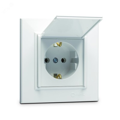 Розетка с заземлением и крышкой 16А KAREA белый