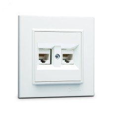 Розетка двойная компьютерная RJ45+RJ45 KAREA белый