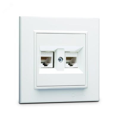 Розетка двойная компьютерная RJ45+RJ45 KAREA белый