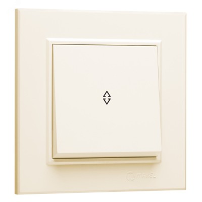 Выключатель одноклавишный  проходной KAREA бежевый