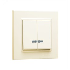 Выключатель двухклавишный с подсветкой KAREA бежевый