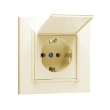 Розетка с заземлением и крышкой 16А KAREA бежевый