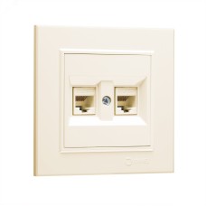 Розетка двойная компьютерная RJ45+RJ45 KAREA бежевый
