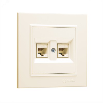 Розетка двойная компьютерная RJ45+RJ45 KAREA бежевый