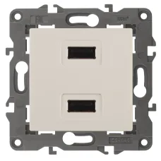 14-4110-02 ЭРА Устройство зарядное USB, 230В/5В-2100мА, IP20, Эра Elegance, сл.кость (6/60/1920)