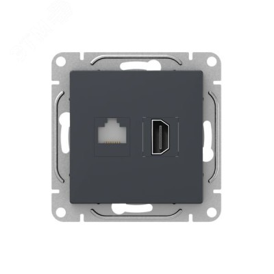Механизм розетки HDMI+RJ45 (cat5)  графит Эпика EKF