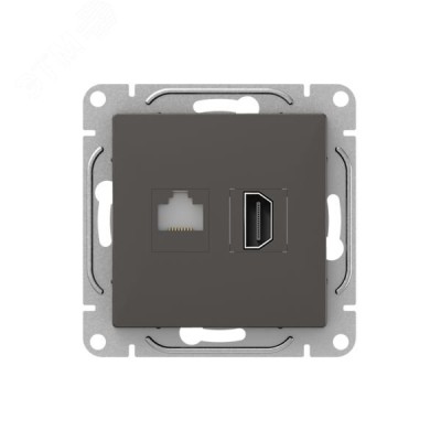 Механизм розетки HDMI+RJ45 (cat5)  мокко Эпика EKF