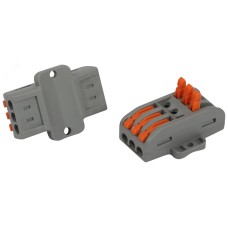 Клемма ЭРА NO-225-399 проходная с монтажной площадкой 222-2413Р с рычагами 3 полюса 0.08-2.5/4 мм2 (упаковка 15 шт.)