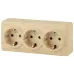 11-2209-11 ЭРА Розетка 3х2P+E Schuko со шторками, 16A-250В, IP20, ОУ, Эра Эксперт, сосна (6/60/1200)