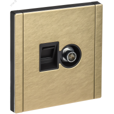 FORTE&PIANO Розетка двойная TV+RJ45 кат.5E FP636M металл шампань IEK