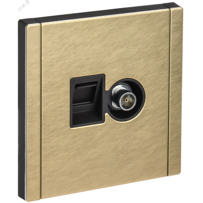 FORTE&PIANO Розетка двойная TV+RJ45 кат.5E FP636M металл шампань IEK