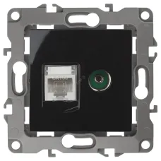 12-3110-06 ЭРА Розетка комбинированная RJ45+TV, IP20, Эра12, чёрный (10/100/3200)