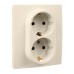 Розетка 2местная с заземлением с защитными шторками 16А в сборе слоновая кость ETIKA Розетка 2местная с заземлением с защитными шторками 16А в сборе слоновая кость ETIKA