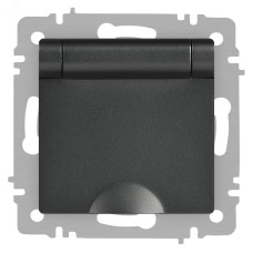 Розетка Intro Accent 6-203-07 2P+E Schuko с крышкой, 16А-250В, IP20, СУ, AL/CU, графит