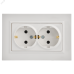 BRITE Розетка 2-местная с заземлением с защитными шторками плоская 16А в сборе РСшПл12-3-БрБ белый