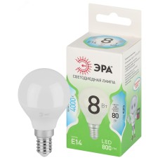 Лампа светодиодная LED 8Вт 800Лм 4000К шар яркий белый свет P45-8W-840-E14 GREEN LINE