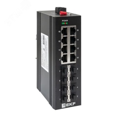 Коммутатор промышленный неуправляемый U-8GX/SFP-8GT, 8 портов 1000Base-X SFP, 8 портов 10/100/1000Base-T(X) RJ45, монтаж на динрейку TSX EKF