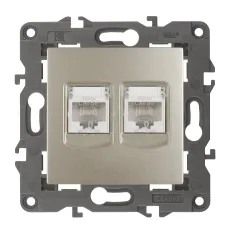 14-3108-04 ЭРА Розетка 2хRJ45, IP20, шампань (10/100/1200)