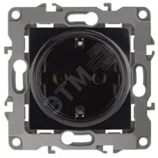 12-2001-06 ЭРА Розетка 2P+E Schuko, 16A-250В, IP20, без м.лапок, Эра12, чёрный (10/100/2500)