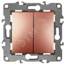 12-1104-14 ЭРА Выключатель двойной, 10АХ-250В, IP20, Эра12, медь (10/100/2500)