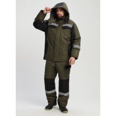 Костюм зимний Вектрон-2 СОП (тк.Таслан,135) п/к, хаки/черный 60-62/ 170-176
