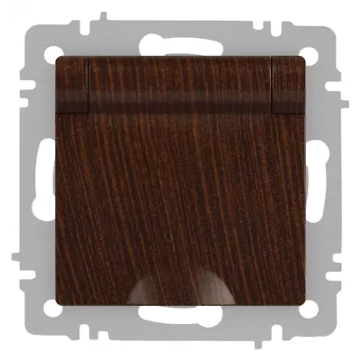 Розетка Intro Accent 6-203-10 2P+E Schuko с крышкой, 16А-250В, IP20, СУ, AL/CU, венге