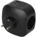 Разветвитель электрический 16А 3 розетки + 3 USB A+C с заземлением со шторками черный SP-3e-3USBAC-B