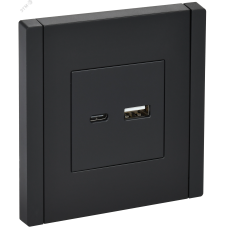 FORTE&PIANO Розетка USB A+C 18Вт FP151 черный IEK