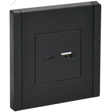 FORTE&PIANO Розетка USB A+C 18Вт FP151 черный IEK